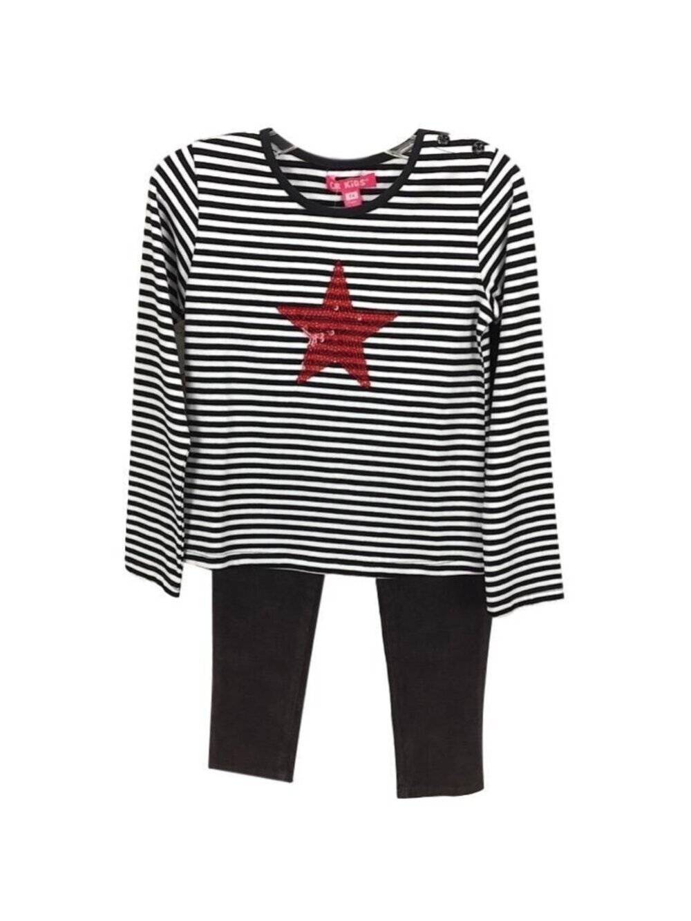 Girls 6X Outfit Legging Top Sequin Striped Long Sleeve Corduroy Legging Pants